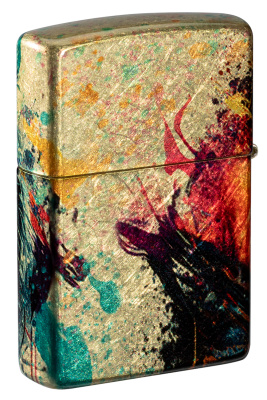 Зажигалка ZIPPO Нарисованный тигр с покрытием Искусственно состаренная латунь | Painted Tiger 540 Tumbled Brass,латунь/сталь,разноцветная, 38x13x57 мм