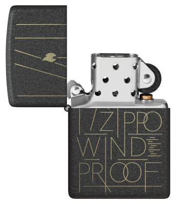 Зажигалка ZIPPO Line Art с покрытием Black Crackle™, латунь/сталь, чёрная, матовая, 38x13x57 мм