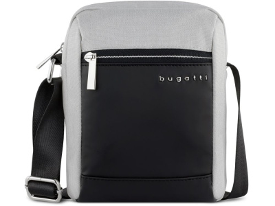 Сумка наплечная мужская BUGATTI СЕРА | SERA, светло-серая, полиэстер, 17х5,5х21 см, 1,5 л