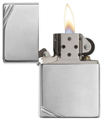 Зажигалка ZIPPO Винтажная 1937 с полосками с покрытием Глянцевый хром | Vintage™Series 1937 High Polish Chrome, латунь/сталь, серебристая, 38x13x57 мм