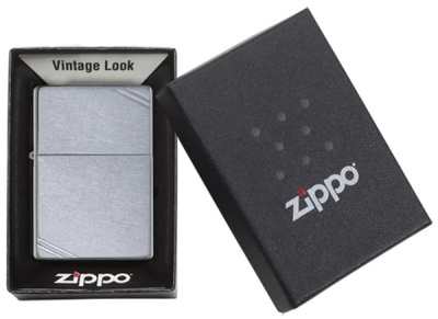 Зажигалка ZIPPO Vintage с покрытием Street Chrome™, латунь/сталь, серебристая, матовая, 38x13x57 мм