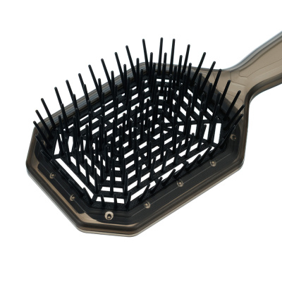 Щетка Dewal Beauty серия "Айсберг", продувная, с силиконовым штифтом, форма прямоугольная, черная