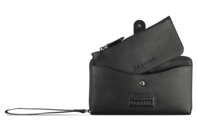 Кошелёк женский BUGATTI ЭЛЬЗА | ELSA с ключницей, с RFID, чёрный, воловья кожа/полиэстер, 18,7х3х10,7 см