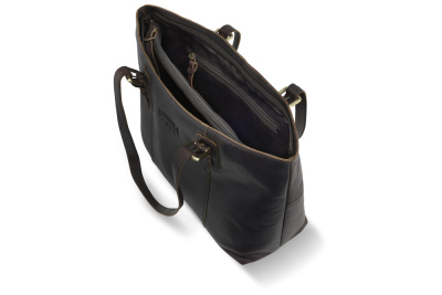 Сумка женская KLONDIKE RUSH «Lily»,натуральная кожа в темно-коричневом цвете, 42,5 х 29 х 13 см