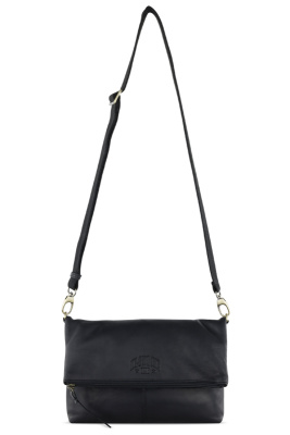 Сумка женская KLONDIKE RUSH «Jessica», натуральная кожа в черном цвете, 30 х 20/33 х 4,5 см