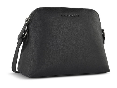 Сумка наплечная женская BUGATTI БЕЛЛА | BELLA, чёрная, воловья кожа/полиэстер, 23х8х17 см