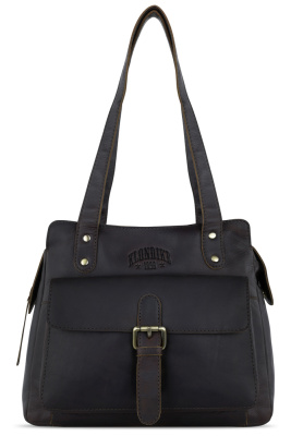 Сумка через плечо KLONDIKE RUSH «Zoe», натуральная кожа в темно-коричневом цвете, 28 х 24 х 18 см