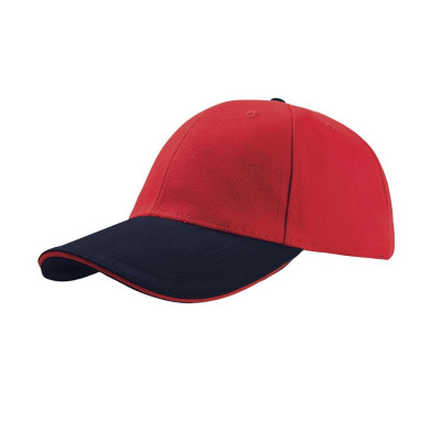 Бейсболка "LIBERTY SANDWICH",6 клиньев,сэндвич,метал.застежка, красный,т-синий,100% хлопок;250г/м2
