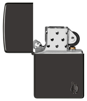 Зажигалка ZIPPO Armor® Пламя c глянцевым черным покрытием | Flame High Polish Black, латунь/сталь, черная, 38x13x57 мм