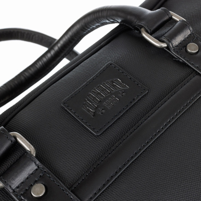 Портфель KLONDIKE "URBAN", натуральная кожа/канвас, черный цвет, 39 х 30 х 10 см