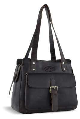 Сумка через плечо KLONDIKE RUSH «Zoe», натуральная кожа в темно-коричневом цвете, 28 х 24 х 18 см