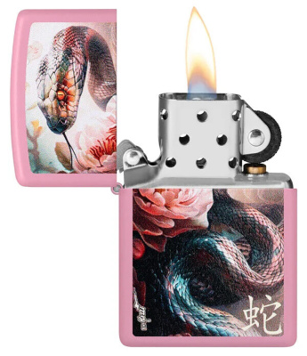Зажигалка ZIPPO Mazzi® Anaconda с покрытием Pink Matte, латунь/сталь, розовая, матовая, 38x13x57 м