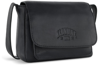Сумка через плечо KLONDIKE RUSH «Monika», натуральная кожа в черном цвете, 20 х 15,5 х 8 см
