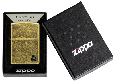 Зажигалка ZIPPO Armor® Flame c покрытием Antique Brass, латунь/сталь, золотистая, 38x13x57 мм