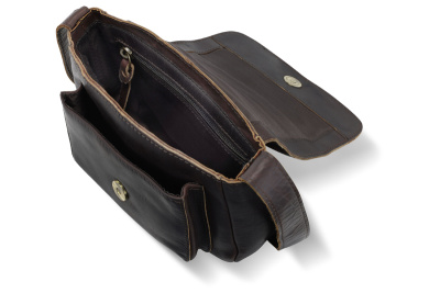 Сумка через плечо KLONDIKE RUSH «Monika», натуральная кожа в темно-коричневом цвете,20 х 15,5 х 8 см