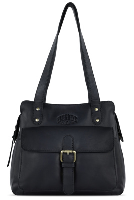 Сумка через плечо KLONDIKE RUSH «Zoe», натуральная кожа в черном цвете, 28 х 24 х 18 см