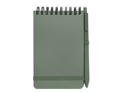 Блокнот Thalaasa формата А6 в твердой обложке из океанического пластика с шариковой ручкой - Зеленый яркий