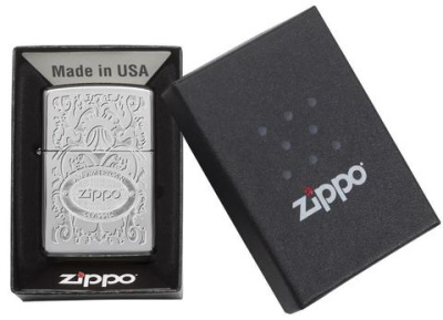 Зажигалка ZIPPO Филигранный логотип с покрытием Глянцевый хром | Crown Stamp™ High Polish Chrome, латунь/сталь, серебристая, 38x13x57 мм