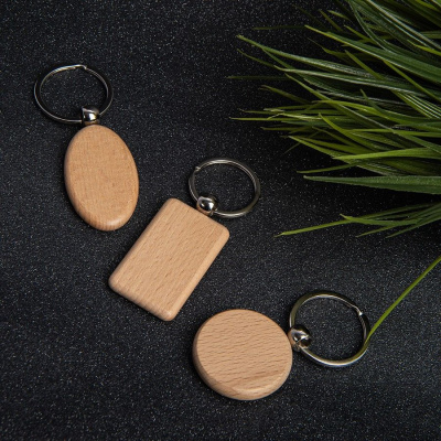 Брелок TIMBER RECTANGLE; 5,2 x 3,2 x 0,7 см; дерево