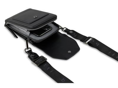 Сумка наплечная BUGATTI АЛМАТА | ALMATA, чёрная, полиуретан, 11х4х19 см