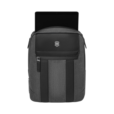 Сумка через плечо VICTORINOX Architecture Urban2 Crossbody Bag,серый, полиэстер/кожа, 9x22x28 см, 6 л