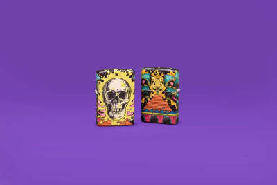 Зажигалка ZIPPO Skull Design с покрытием Glow In The Dark Green,латунь/сталь,разноцветная38x13x57 мм