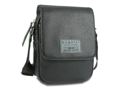 Сумка наплечная BUGATTI МОТОБАЙК D | MOTO D, чёрная, полиуретан, 18х6х24 см, 2 л