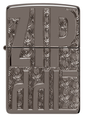 Зажигалка ZIPPO Reverse Carve с покрытием Black Ice®, латунь/сталь, чёрная, глянцевая, 38x13x57 мм