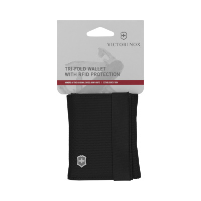 Бумажник VICTORINOX TA 5.0 Tri-Fold Wallet с RFID защитой, чёрный, нейлон, 9x3x10 см
