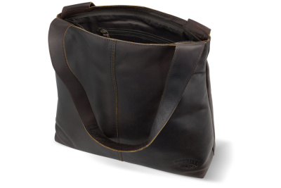 Сумка через плечо KLONDIKE RUSH «Katrina», натуральная кожа в темно-коричневом цвете, 43х31,5х12 см