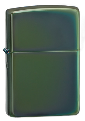 Зажигалка ZIPPO классическая с глянцевым зеленым покрытием | Classic High Polish Green, латунь/сталь, зелёная, глянцевая, 38x13x57 мм