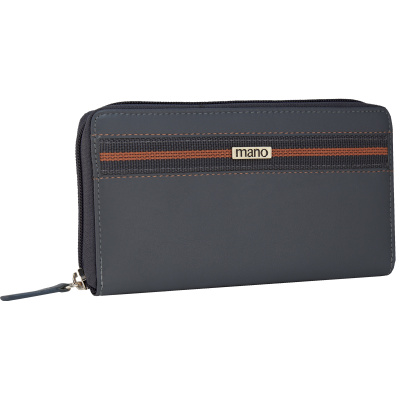 Кошелек Mano "Don Leonardo", с RFID защитой, натуральная кожа в сером цвете, 19 х 2 х 10,5 см