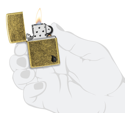 Зажигалка ZIPPO Armor® Flame c покрытием Antique Brass, латунь/сталь, золотистая, 38x13x57 мм