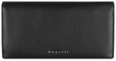 Кошелёк женский BUGATTI СУПЕР ЛЕДИ | LADY TOP, чёрный, натуральная воловья кожа, 19,5х2х10 см