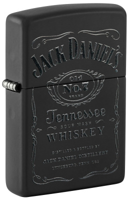 Набор ZIPPO Джек Дэниэлс | Jack Daniels®: зажигалка с черным матовым покрытием | Black Matte и кожаный чехол в подарочной коробке