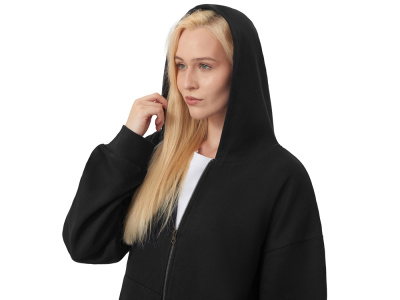 Толстовка оверсайз с капюшоном на молнии Monaco, черный , размер XL-2XL