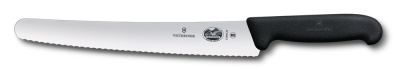 Нож для хлеба и выпечки VICTORINOX Fibrox, лезвие 26 см с волнистой кромкой, чёрный