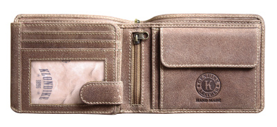 Бумажник KLONDIKE «Harry Truck», натуральная кожа в светло-коричневом цвете, 13 х 10 х 3 см