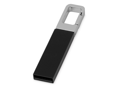 Флеш-карта USB 2.0 16 Gb с карабином Hook, черный/серебристый , размер 16ГБ