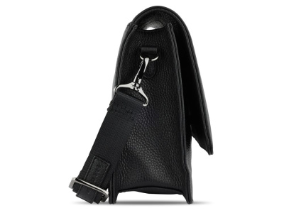 Сумка через плечо женская BUGATTI ЭЛЬЗА | ELSA, чёрная, воловья кожа/полиэстер, 25х8,5х20 см