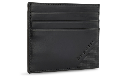 Портмоне для кредитных карт BUGATTI АРИСТОКРАТ | NOBILE, с защитой данных RFID, черное, натуральная воловья кожа, 10х0,3х8 см