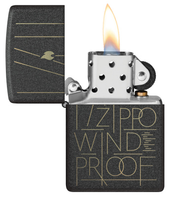 Зажигалка ZIPPO Line Art с покрытием Black Crackle™, латунь/сталь, чёрная, матовая, 38x13x57 мм