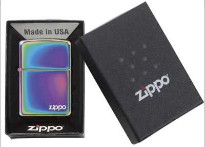 Зажигалка ZIPPO Логотип с разноцветным покрытием | Logo Multi Color, латунь/сталь, разноцветная, глянцевая, 38x13x57 мм
