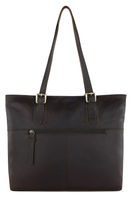 Сумка женская KLONDIKE RUSH «Lily»,натуральная кожа в темно-коричневом цвете, 42,5 х 29 х 13 см