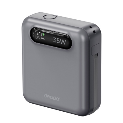 Внешний АКБ NRG Turbo Cable 10000 mAh, 35Вт, графит, Deppa