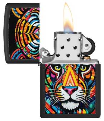 Зажигалка ZIPPO Tiger Stripes Design с покрытием Black Matte, латунь/сталь, черная, 38x13x57 мм
