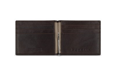 Зажим для денег BUGATTI НЕАПОЛЬ | NEAPLES, с защитой данных RFID, коричневый, натуральная воловья кожа, 11х1х8,5 см