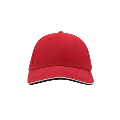 Бейсболка "PIPING SANDWICH", 6 клиньев, металлическая застежка,  красный; 100% хлопок, 320 г/м2