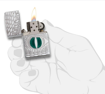 Зажигалка ZIPPO Armor™ Глаз дракона с покрытием Глянцевый хром | Dragon Eye High Polish Chrome, латунь/сталь, серебристая, 38x13x57 мм