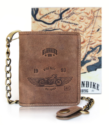 Бумажник KLONDIKE «Wayne Bike», натуральная кожа в светло-коричневом цвете, 10,5 х 12,5 х 2,5 см